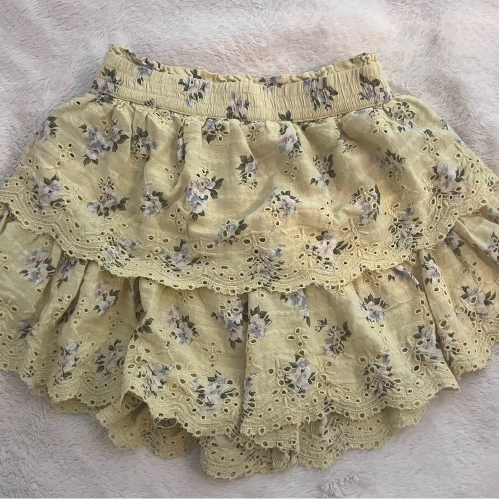 American Eagle Outfitters Floral Skirt in Soft Yellow